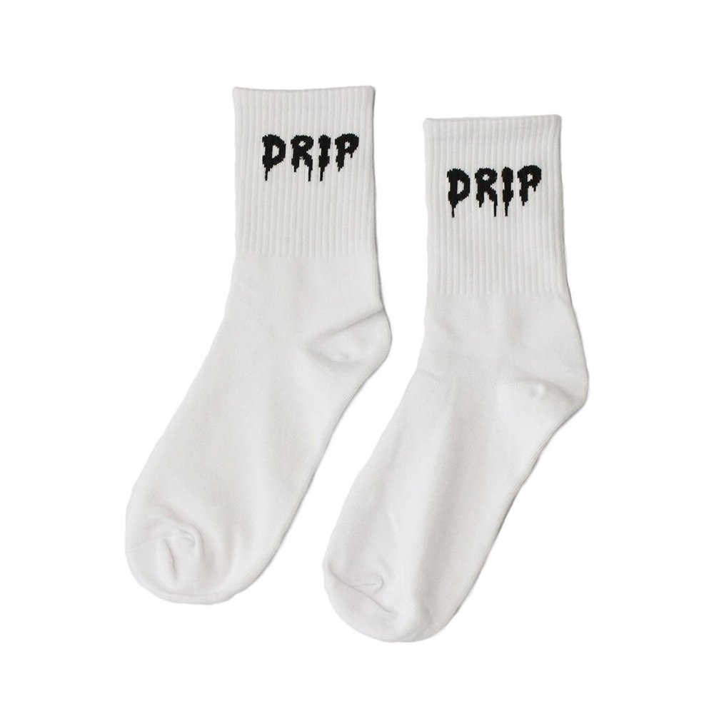 Drip Crew Socks - White/Black